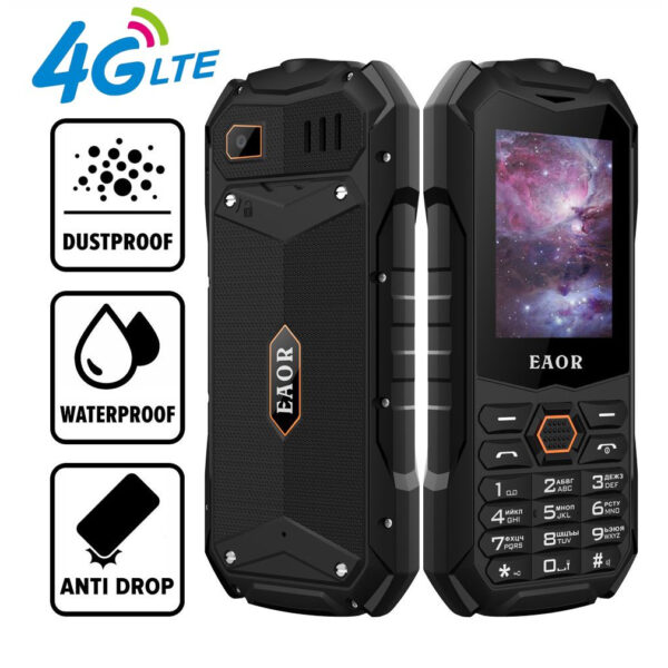 EAOR 4G LTE/2G IP68 Telefone Robusto À Prova D'água De Choque 2000/3000mAh Com Teclado SIM Duplo Tocha Brilhante De Mão