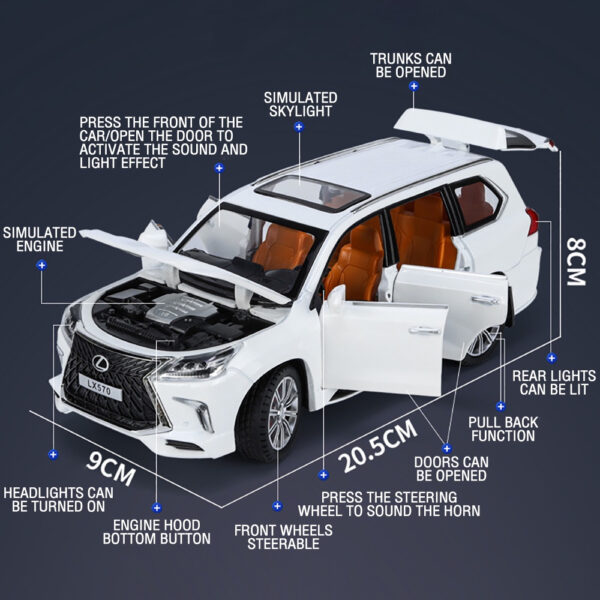 KLT 1 : 24 Lexus LX570 Metal Alloy Toys Car Modelo De Carro De Liga Metálica Veículo Diecast Para - Imagem 8