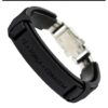 Pulseira Bracelete Ajustável Masculina em Couro Preto Fé Força e Coragem - Imagem 9