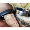 Pulseira Bracelete Ajustável Masculina em Couro Preto Fé Força e Coragem - Imagem 8