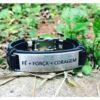 Pulseira Bracelete Ajustável Masculina em Couro Preto Fé Força e Coragem - Imagem 7