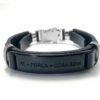Pulseira Bracelete Ajustável Masculina em Couro Preto Fé Força e Coragem - Imagem 6