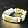 Pulseira Bracelete Ajustável Masculina em Couro Preto Fé Força e Coragem - Imagem 5