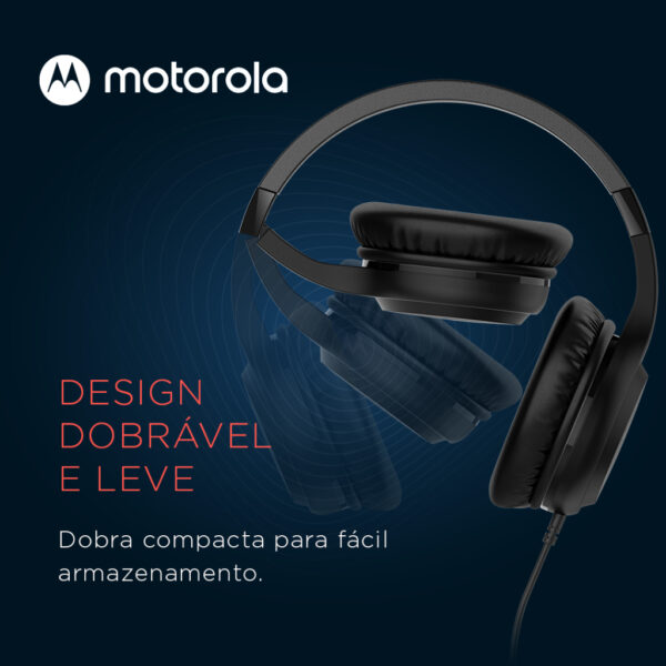 Fone de Ouvido com fio Original Motorola Moto XT 120, Som HD e Microfone, Dobravel, Compacto - Preto - Image 2